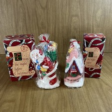2 Vtg Papel Twas Night Before Christmas Musical Candles Santa Claus House NOS picture