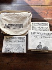 Vintage 60+ Count Harpers Weekly News Papers & Canvas Bag Reissues picture