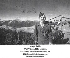 Joe Reilly signed 6x7 photo 101st Airborne WW II European Theater RARE COA LOOK picture