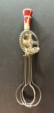 Vtg A&J Red handle Hand Crack Egg Beater 1920's  picture