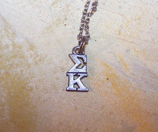 NICE Sigma Kappa sorority sterling (?) Greek letter drop / lavaliere necklace picture