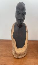 Vintage Original Kenyan Hand Carved African Male Bust Head Wood Folk Art picture
