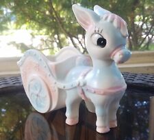 Vintage Inarco Planter Blue & Pink Donkey w/ Cart Kitsch Nursery E-3498 picture