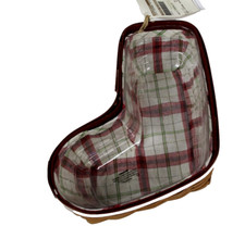 Longaberger Basket Christmas Stocking LINER ONLY Plaid Tidings 2014 Candy Cane picture