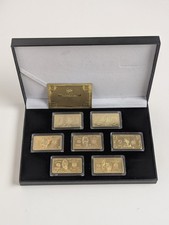 24K Gold Plated Banknote Bullion Collection 7 Bar Set Limited Edition Cased picture