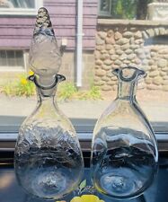 Blenko Art Glass Crackle Dent Pinch Bottle Decanters 1 Swirl Hollow Stopper-3 picture