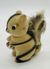 Vintage Flocked Squirrel with Nut Figurine - Made in Japan 3