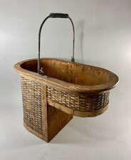 Vintage Large Wood Wicker Stair Basket 18