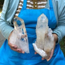 2pcs 4.35 LB Natural Clear Quartz Cluster Crystal Mineral Heals Specimen 6740 picture