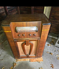 Truetone Vintage Wood Console Tube Radio Cabinet Floor Model Dial Scale Knobs picture