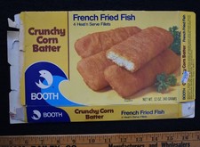 [ 1980s BOOTH French Fried FISH - Frozen Food Box - Vintage 1980s Packaging ] picture