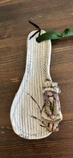 Handcrafted Studio Pottery Spoon Rest Rustic Holly Hobbie Prairie Bonnet 7.75” picture