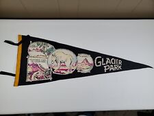 Vintage Glacier National Nat'l Park Felt Souvenir Pennant Flag Mt Grinnel Lake picture