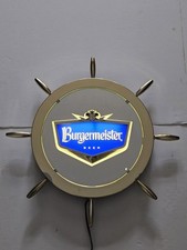 Vintage 1963 Burgermeister Beer Lighted Mirror Sign Ship Wheel Works 20