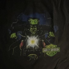 Harley-Davidson Bayside Portsmouth VA Skull Frankenstein Graphic T-Shirt picture