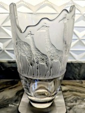 NACHTMANN Crystal Safari Giraffe Vase Frosted Art Glass Heavy 10.5” Germany picture