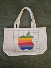 Vintage 1983 Apple Computer Macintosh Rainbow Six Color Logo Canvas Tote Bag NOS picture