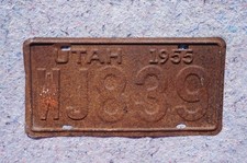 1955 UTAH License Plate # WJ - 839 picture