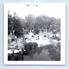 Old Vintage Square Photo DISNEYLAND FRONTIERLAND INDIAN VILLAGE 1963 picture