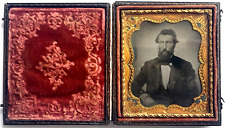 ANTIQUE CIVIL WAR ERA TINTYPE PHOTOGRAPH MAN WITH FANCY BEARD HAIR IN UNION CASE picture