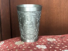 Vntg ZINN Becker Stuttgart German 95% Pewter Wine Cup 3.5” Tall TRAIN picture