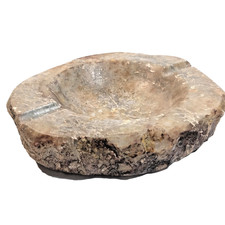 Vintage Italian Alabaster Stone Ashtray Raw Edge Handcrafted Italy Brutalist MCM picture