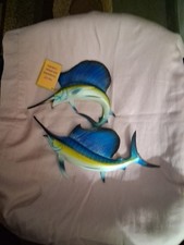 Vintage Dual Sailfish Wall Plaque 11x11  Nautical Ocean  Resin Art Decor picture