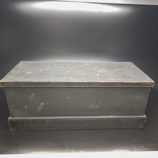 ✨1860s Antique Dovetail Wood Foot Locker from US Civil War, 28x11x12 picture