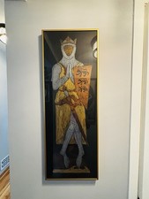 Sir Robert De Bures Knight w/ Lion at Feet  Brass rubbing print Framed 32