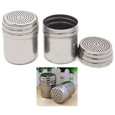 2 Salt Pepper Shakers Stainless Steel Metal Sift Spice Seasoning Containers 10oz picture