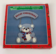 Vintage Holiday Beary Christmas Greeting Wood Bear Sign House of Lloyd NEW NIB picture