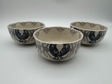 Anthropologie Tanja Gray Ikat Gold Bowls Set Denim Blue Silver Discontinued READ picture