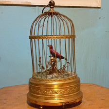 Vintage Metal Birdcage Figurine with Bird Collectible Decorative Tabletop picture
