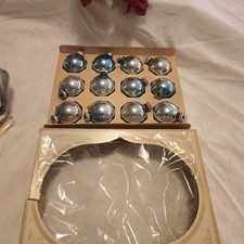 Vintage Shiny Brite 12 Christmas Mercury Glass Silver/Blue Tree Ornaments in Box picture