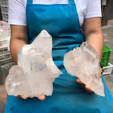 2pcs 5.72 LB Natural Clear Quartz Cluster Crystal Mineral Heals Specimen 6147 picture
