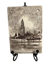 Antique Wedgwood 1915 Calendar Advertising Tile Boston Custom House picture