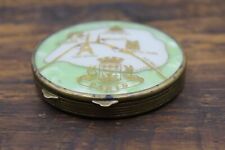 Vintage 1990 French Powder Box Green Pearl brass art decor picture