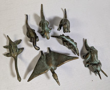 Lot of 7 Vintage SRG Sell Rite Gifts Bronze Dinosaur Figures 1940's Patina picture