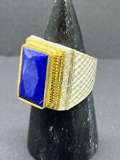 Central Asian Jewelries Rare Old Natural Lapiz Lazuli Stone Solid Sliver Ring picture