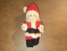 VTG  1950'S CROCHET PLASTIC SANTA PAINTED EYES FULL HANDS FIGURINE LIKELY JAPAN picture