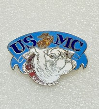 Vintage USMC Bulldog Mascot Enamel Lapel Hat Pin Marine Corps Chesty Aminco picture