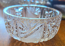 Vintage Czech crystal Bohemia cracker bowl with handmade engraved decorations picture