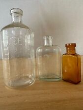 Vintage Empty Medicine glass Bottle Embossed  Kanji  Graduated Markings Set of 3 picture