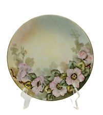 Vintage Handpainted Plate w/ Pink Roses Signed, Bavaria Gold Rim~ 9