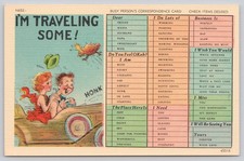 Humorous I'M TRAVELING SOME Checklist Postcard Asheville NC Novelty Cartoon picture