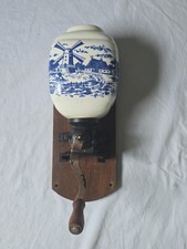 Vintage HT Wall Coffee Grinder Ceramic Delft Blue Windmill German picture
