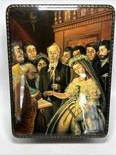 Russian Hand Painted Lacquer Box The Unequal Marriage Hand Painted picture
