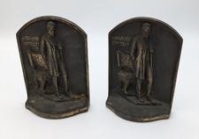 Antique 1923 Bronzed cast iron Abraham Lincoln Bookends A. M. Greenblatt Studios picture