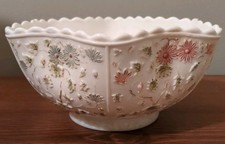 Challinor & Taylor EAPG Milk Glass Tree of Life Ruffled Bowl Late 19th Century picture