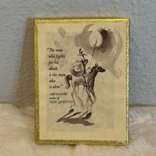 Vintage Antioch Bookplate Company Don Quixote Cervantes Quote Book Labels Boxed picture